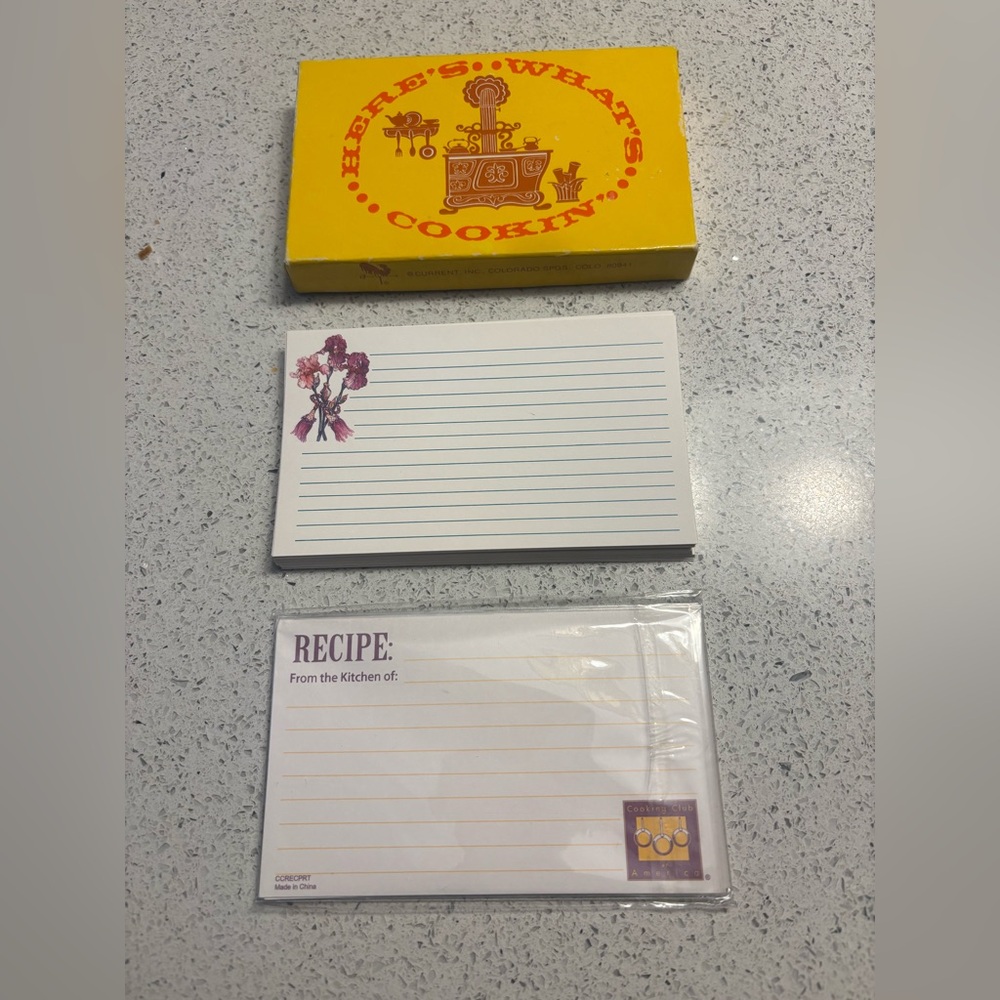 Vintage recipe card Set w/ Floral Design & bonus Cooking Club of America cards